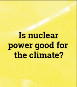 Image featuring the text "Is nuclear energy good for the climate?"